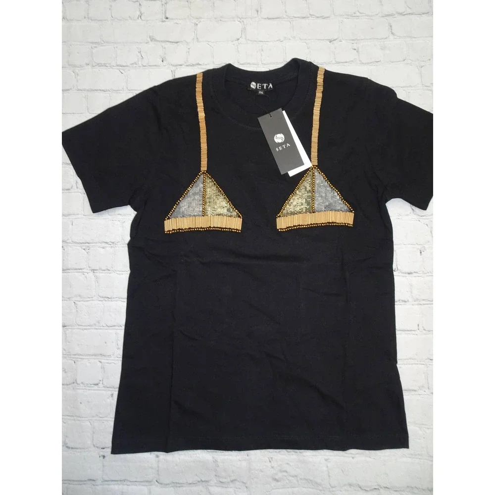 Seta Apparel Women's Bralette T-Shirt, 2XL, Black - Picture 5 of 7